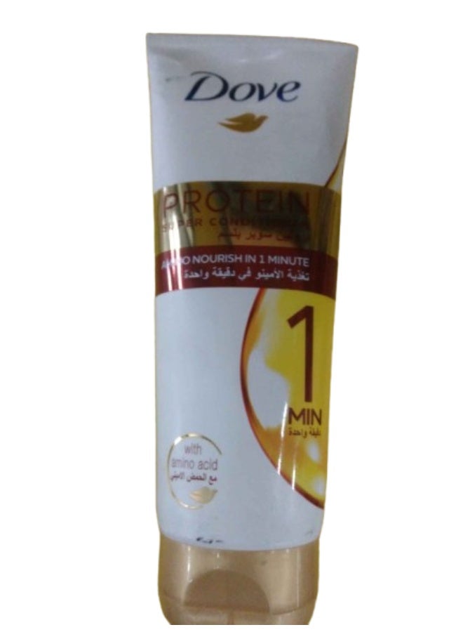 بلسم دوف بروتين سوبر ينعم الشعر المجعد والجاف في دقيقة واحدة فقط! تغذية بالأحماض الأمينية، للعناية بالشعر للحصول على شعر أنعم بنسبة تصل إلى 100%، 180 مل